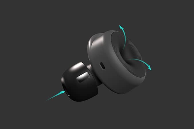 schwarzer ohrstöpsel in-ear pulsoximeter produktdesign